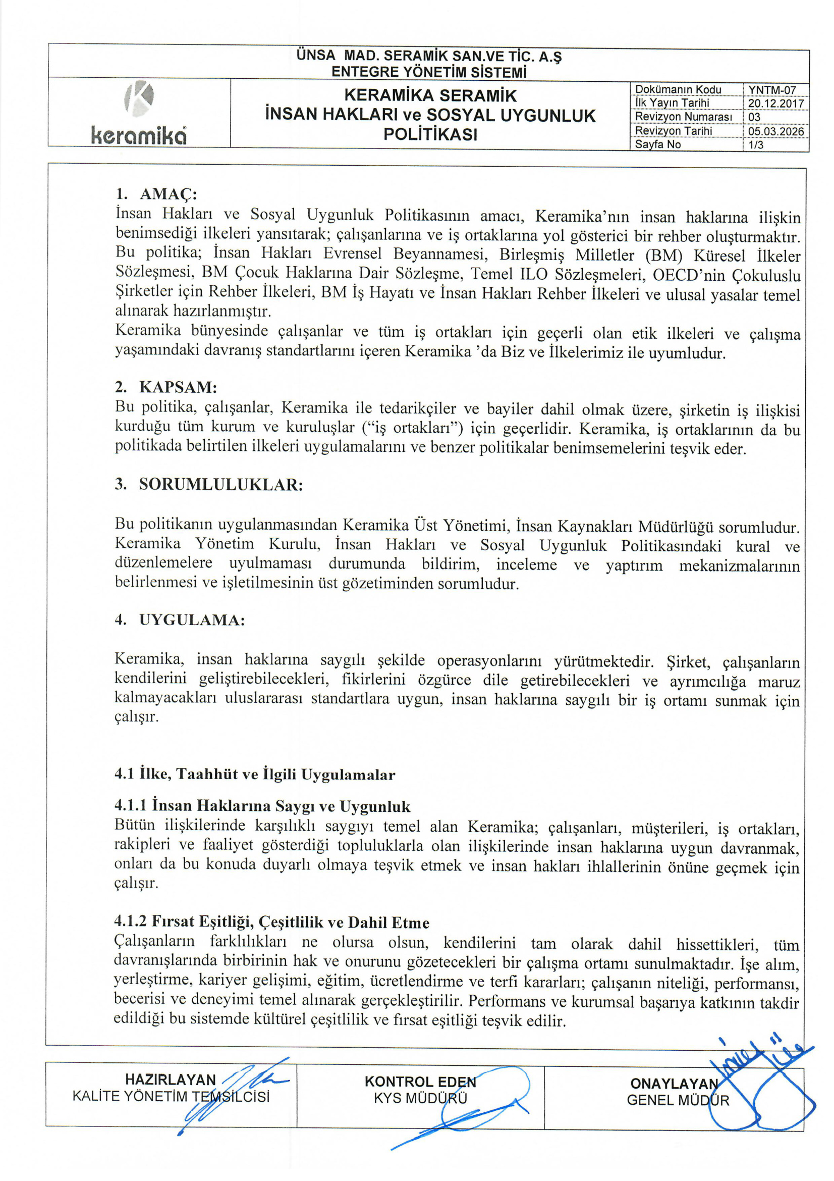 İnsan Hakları ve Sosyal Uygunluk Politikası